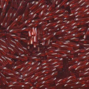 Miyuki Bugle Beads Stäbchen gedreht 12mm 1716 dyed transparent Cranberry ca14gr.